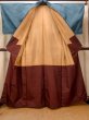 Photo2: Mint O0329B Vintage Japanese kimono Grayish Blue TSUMUGI pongee for women / Silk. Stripes (Grade A) (2)