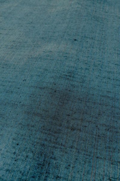 Photo8: Mint O0329B Vintage Japanese kimono Grayish Blue TSUMUGI pongee for women / Silk. Stripes (Grade A) (8)