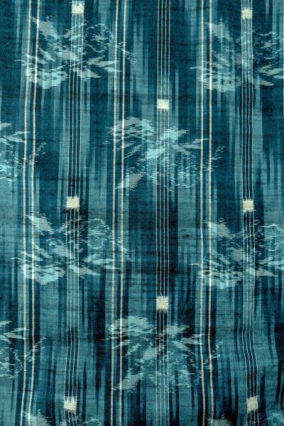 Photo4: O0329C Vintage Japanese kimono Dark Light Blue TSUMUGI pongee for women / Silk. Flower (Grade C) (4)