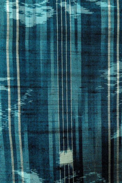 Photo7: O0329C Vintage Japanese kimono Dark Light Blue TSUMUGI pongee for women / Silk. Flower (Grade C) (7)