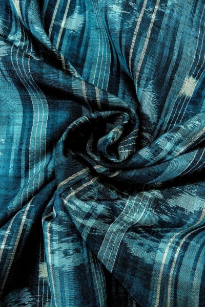 Photo12: O0329C Vintage Japanese kimono Dark Light Blue TSUMUGI pongee for women / Silk. Flower (Grade C) (12)