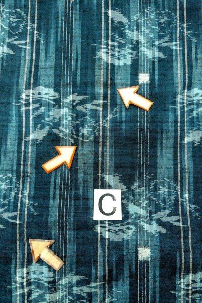 Photo16: O0329C Vintage Japanese kimono Dark Light Blue TSUMUGI pongee for women / Silk. Flower (Grade C) (16)