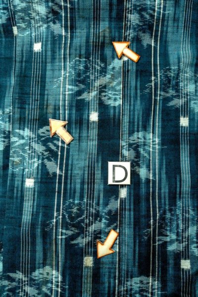 Photo17: O0329C Vintage Japanese kimono Dark Light Blue TSUMUGI pongee for women / Silk. Flower (Grade C) (17)