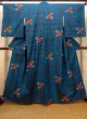 Photo1: Mint O0329D Vintage Japanese kimono Indigo Blue TSUMUGI pongee for women / Silk. Camellia (Grade A) (1)