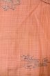 Photo3: O0329E Vintage Japanese kimono Light Coral TSUMUGI pongee for women / Silk. MOMIJI maple leaf (Grade C) (3)