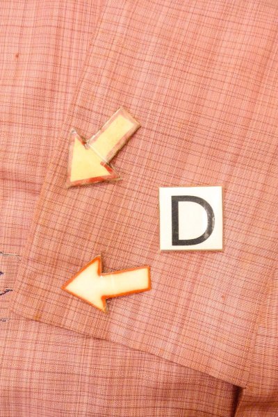 Photo17: O0329E Vintage Japanese kimono Light Coral TSUMUGI pongee for women / Silk. MOMIJI maple leaf (Grade C) (17)