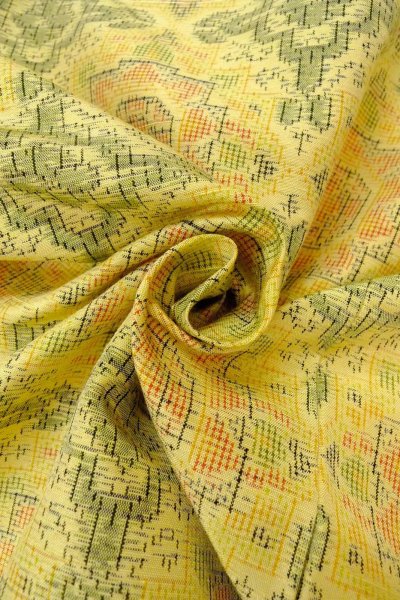 Photo8: Mint O0329F Vintage Japanese kimono Pale Yellow TSUMUGI pongee for women / Silk. Flower (Grade A) (8)