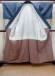 Photo2: O0329G Vintage Japanese kimono Indigo Blue TSUMUGI pongee for women / Silk. Hemp leaf (Grade B) (2)