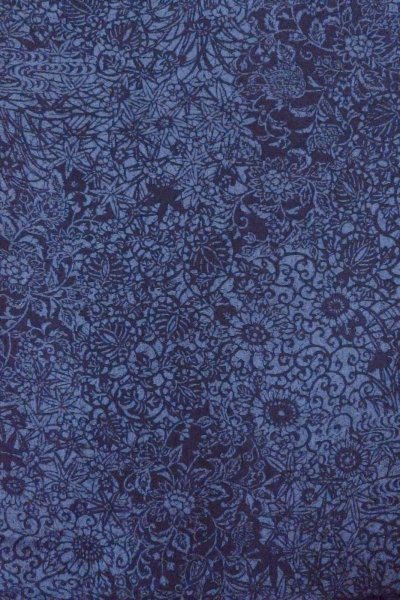 Photo4: Mint O0419A Used Japanese kimono  Dark Indigo Blue KOMON dyed for women / Silk. Chrysanthemum,   (Grade A) (4)