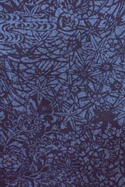 Photo5: Mint O0419A Used Japanese kimono  Dark Indigo Blue KOMON dyed for women / Silk. Chrysanthemum,   (Grade A) (5)