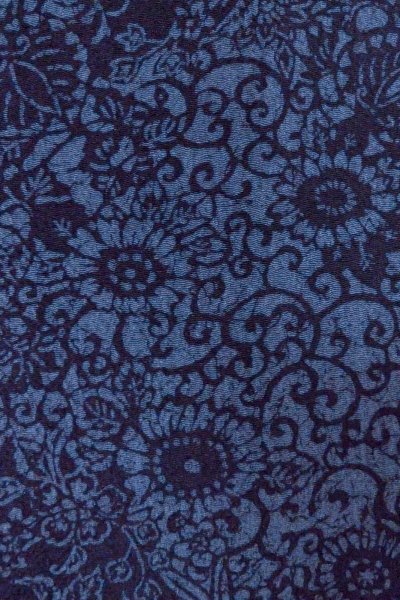 Photo6: Mint O0419A Used Japanese kimono  Dark Indigo Blue KOMON dyed for women / Silk. Chrysanthemum,   (Grade A) (6)