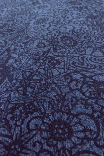 Photo8: Mint O0419A Used Japanese kimono  Dark Indigo Blue KOMON dyed for women / Silk. Chrysanthemum,   (Grade A) (8)