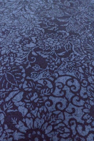 Photo9: Mint O0419A Used Japanese kimono  Dark Indigo Blue KOMON dyed for women / Silk. Chrysanthemum,   (Grade A) (9)