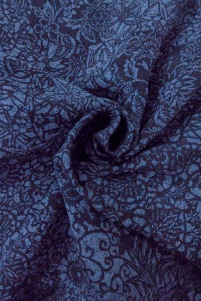 Photo11: Mint O0419A Used Japanese kimono  Dark Indigo Blue KOMON dyed for women / Silk. Chrysanthemum,   (Grade A) (11)