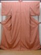 Photo1: Mint O0419B Vintage Japanese kimono  Pale Orange ORI woven for women / Silk. Stripes   (Grade A) (1)
