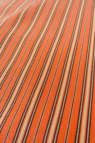 Photo8: Mint O0419B Vintage Japanese kimono  Pale Orange ORI woven for women / Silk. Stripes   (Grade A) (8)