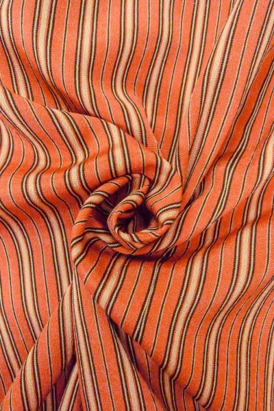 Photo11: Mint O0419B Vintage Japanese kimono  Pale Orange ORI woven for women / Silk. Stripes   (Grade A) (11)