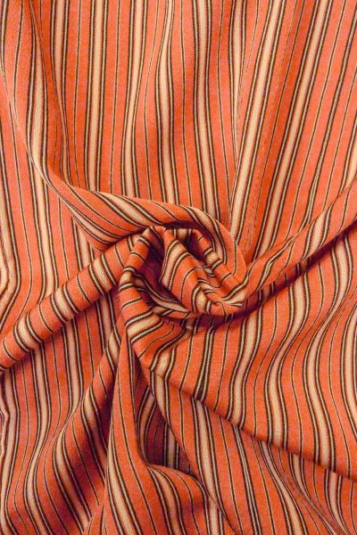 Photo12: Mint O0419B Vintage Japanese kimono  Pale Orange ORI woven for women / Silk. Stripes   (Grade A) (12)