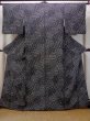 Photo1: O0419C Vintage Japanese kimono   Black KOMON dyed for women / Silk. Hemp leaf,   (Grade B) (1)