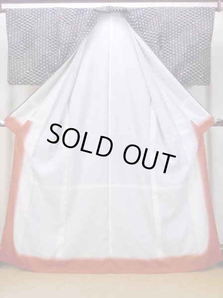 Photo2: O0419C Vintage Japanese kimono   Black KOMON dyed for women / Silk. Hemp leaf,   (Grade B) (2)