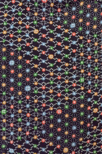 Photo3: O0419C Vintage Japanese kimono   Black KOMON dyed for women / Silk. Hemp leaf,   (Grade B) (3)