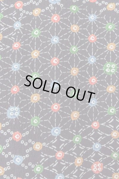 Photo6: O0419C Vintage Japanese kimono   Black KOMON dyed for women / Silk. Hemp leaf,   (Grade B) (6)