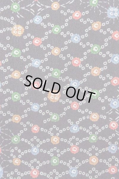 Photo7: O0419C Vintage Japanese kimono   Black KOMON dyed for women / Silk. Hemp leaf,   (Grade B) (7)