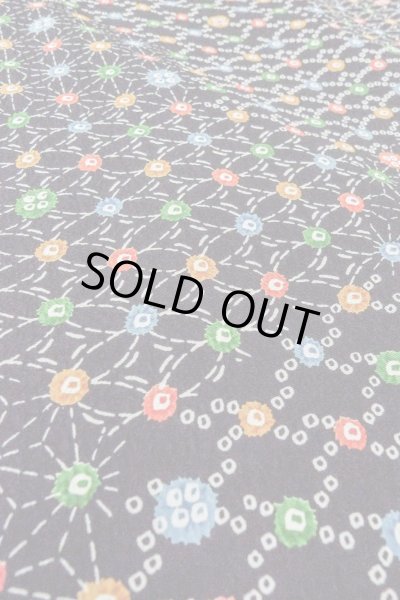 Photo10: O0419C Vintage Japanese kimono   Black KOMON dyed for women / Silk. Hemp leaf,   (Grade B) (10)