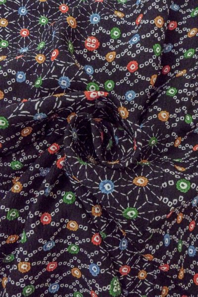 Photo11: O0419C Vintage Japanese kimono   Black KOMON dyed for women / Silk. Hemp leaf,   (Grade B) (11)