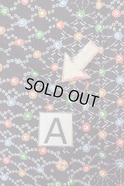 Photo14: O0419C Vintage Japanese kimono   Black KOMON dyed for women / Silk. Hemp leaf,   (Grade B) (14)