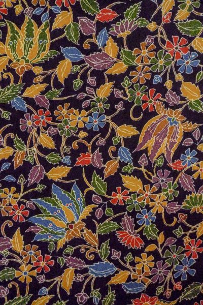 Photo3: O0419D Vintage Japanese kimono   Black KOMON dyed for women / Silk. Chinese flower,   (Grade B) (3)