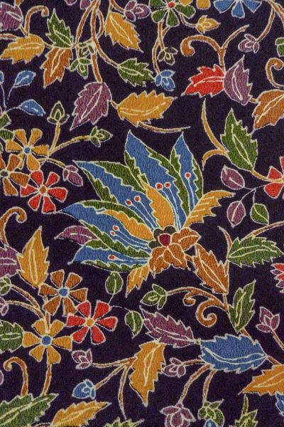 Photo7: O0419D Vintage Japanese kimono   Black KOMON dyed for women / Silk. Chinese flower,   (Grade B) (7)