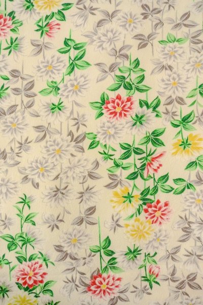 Photo4: O0419E Vintage Japanese kimono   Off White KOMON dyed for women / Silk. Chrysanthemum   (Grade B) (4)
