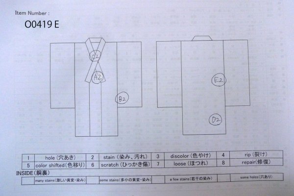 Photo13: O0419E Vintage Japanese kimono   Off White KOMON dyed for women / Silk. Chrysanthemum   (Grade B) (13)