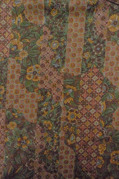 Photo3: Mint O0419F Vintage Japanese kimono   Brown KOMON dyed for women / Silk. Chinese flower,   (Grade A) (3)