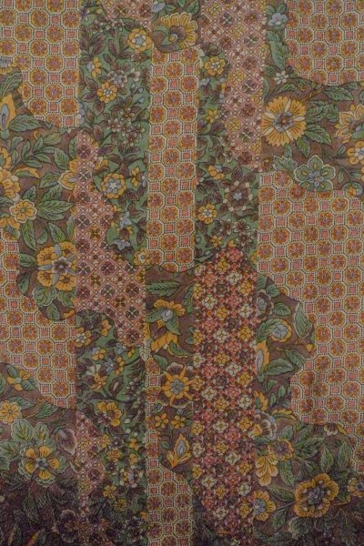 Photo4: Mint O0419F Vintage Japanese kimono   Brown KOMON dyed for women / Silk. Chinese flower,   (Grade A) (4)