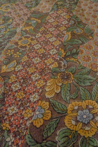 Photo7: Mint O0419F Vintage Japanese kimono   Brown KOMON dyed for women / Silk. Chinese flower,   (Grade A) (7)