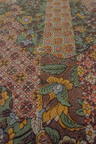 Photo8: Mint O0419F Vintage Japanese kimono   Brown KOMON dyed for women / Silk. Chinese flower,   (Grade A) (8)