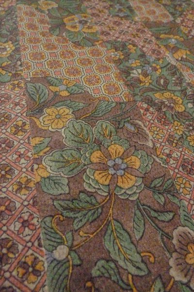 Photo10: Mint O0419F Vintage Japanese kimono   Brown KOMON dyed for women / Silk. Chinese flower,   (Grade A) (10)