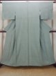 Photo1: O0419G Vintage Japanese kimono Pale Greenish Light Blue KOMON dyed for women / Silk. Flower,   (Grade C) (1)