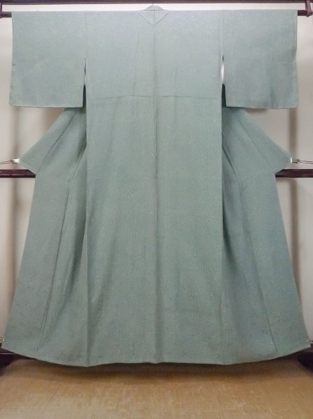 Photo1: O0419G Vintage Japanese kimono Pale Greenish Light Blue KOMON dyed for women / Silk. Flower,   (Grade C) (1)