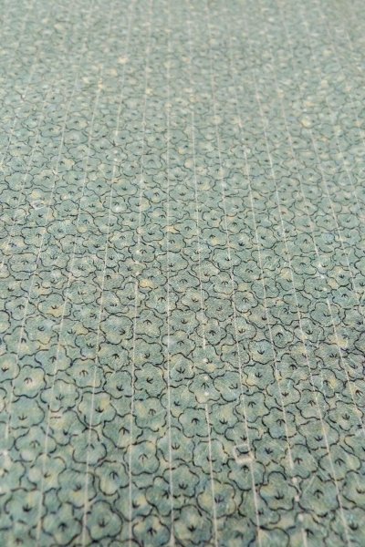 Photo9: O0419G Vintage Japanese kimono Pale Greenish Light Blue KOMON dyed for women / Silk. Flower,   (Grade C) (9)