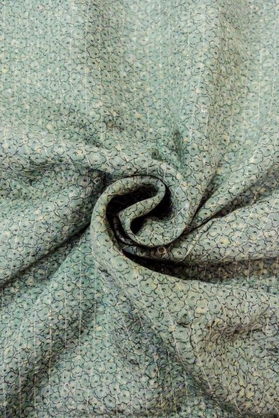 Photo11: O0419G Vintage Japanese kimono Pale Greenish Light Blue KOMON dyed for women / Silk. Flower,   (Grade C) (11)