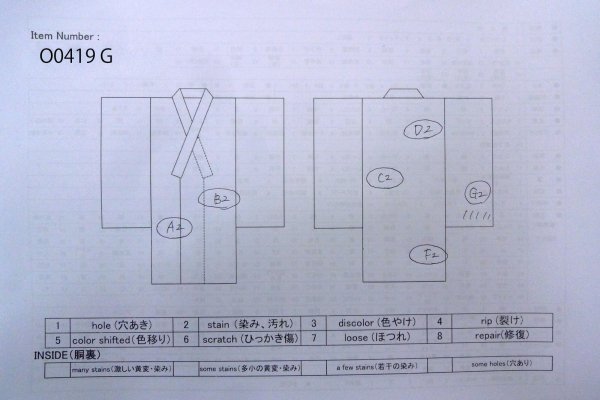 Photo13: O0419G Vintage Japanese kimono Pale Greenish Light Blue KOMON dyed for women / Silk. Flower,   (Grade C) (13)