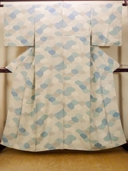 Photo1: O0419H Vintage Japanese kimono   Off White KOMON dyed for women / Silk. Flower,   (Grade C) (1)