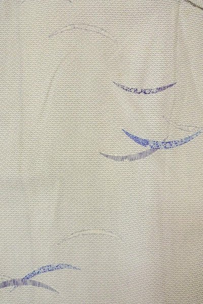 Photo3: O0419I Vintage Japanese kimono   Off White KOMON dyed for women / Silk. Grass,   (Grade D) (3)