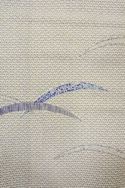 Photo6: O0419I Vintage Japanese kimono   Off White KOMON dyed for women / Silk. Grass,   (Grade D) (6)