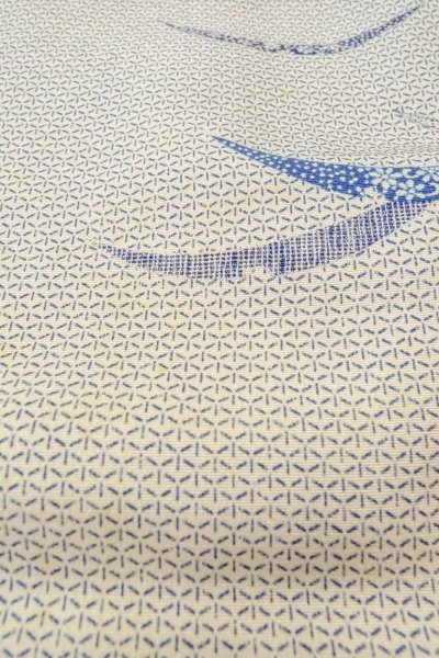 Photo9: O0419I Vintage Japanese kimono   Off White KOMON dyed for women / Silk. Grass,   (Grade D) (9)