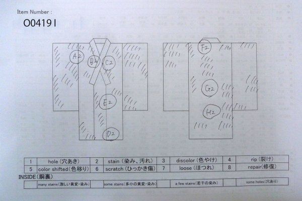 Photo13: O0419I Vintage Japanese kimono   Off White KOMON dyed for women / Silk. Grass,   (Grade D) (13)