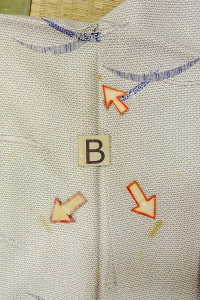 Photo15: O0419I Vintage Japanese kimono   Off White KOMON dyed for women / Silk. Grass,   (Grade D) (15)